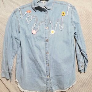 POL Light Blue Denim Shacket